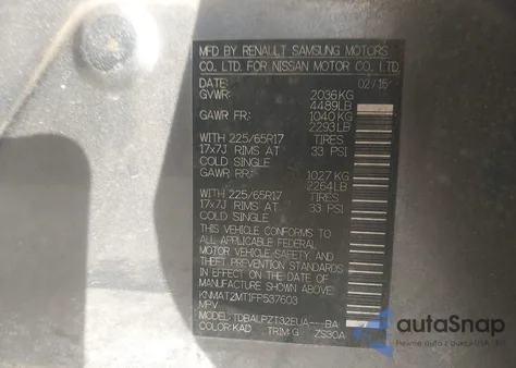 2015 Nissan Rogue S from USA, damaged, VIN KNMAT2MT1FP537603